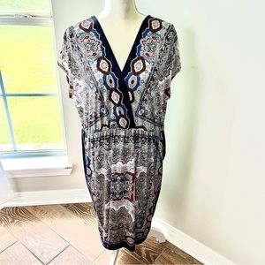 Plus Size 1X MIDI Dress Multicolored Velvet Room NWT